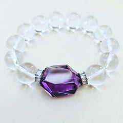 Brazilian Quartz & Faceted Amethyst Bracelet | Amethyst Elegance