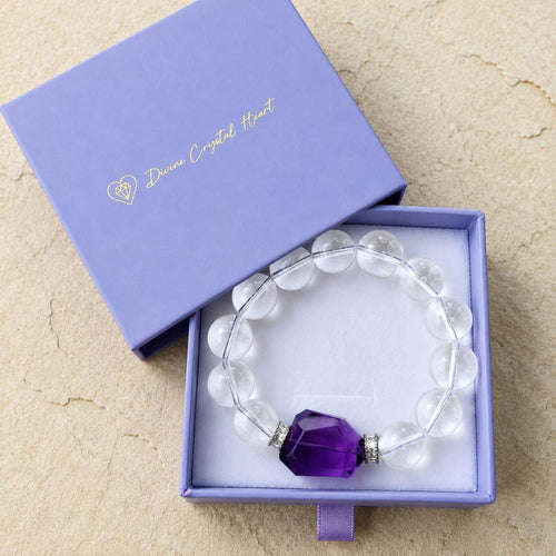 Brazilian Quartz & Faceted Amethyst Bracelet | Amethyst Elegance
