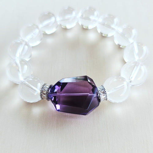 Brazilian Quartz & Faceted Amethyst Bracelet | Amethyst Elegance