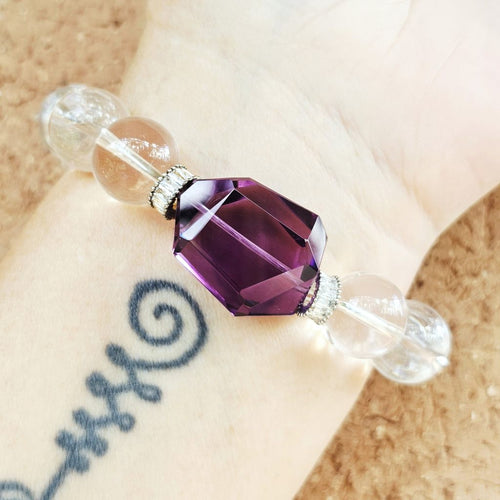 Brazilian Quartz & Faceted Amethyst Bracelet | Amethyst Elegance