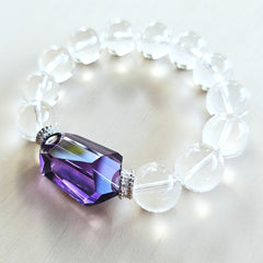 Brazilian Quartz & Faceted Amethyst Bracelet | Violet Symphony