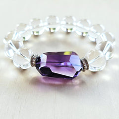 Brazilian Quartz & Faceted Amethyst Bracelet | Violet Symphony