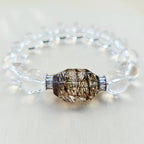 Brazilian Quartz & Faceted Copper Rutile Bracelet | Copper Radiance