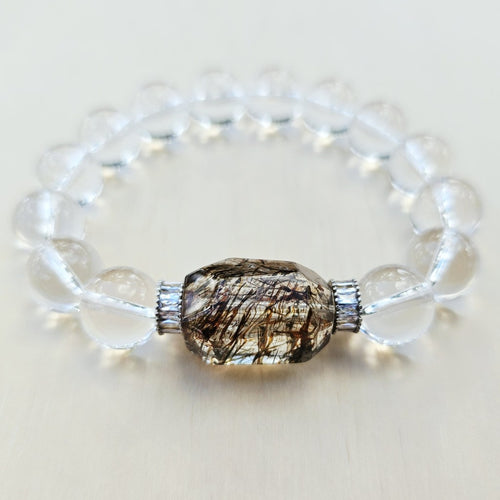 Brazilian Quartz & Faceted Copper Rutile Bracelet | Copper Radiance