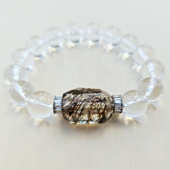Brazilian Quartz & Faceted Copper Rutile Bracelet | Copper Radiance