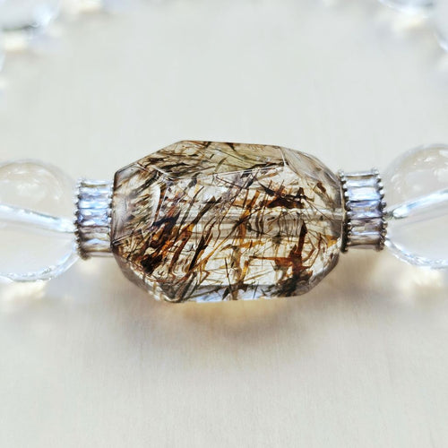 Brazilian Quartz & Faceted Copper Rutile Bracelet | Copper Radiance