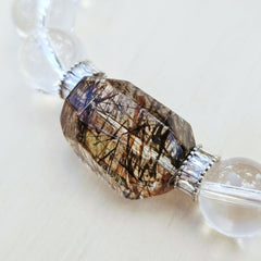 Brazilian Quartz & Faceted Copper Rutile Bracelet | Copper Radiance