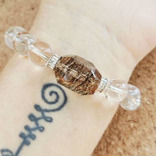 Brazilian Quartz & Faceted Copper Rutile Bracelet | Copper Radiance