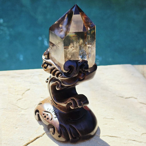 Brazilian Smoky Quartz Generator | Custom Stand 558gms