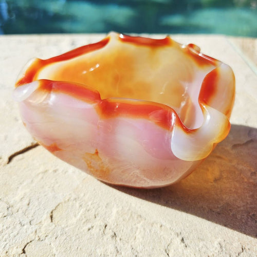 Natural Carnelian Carved Bowl 389gms