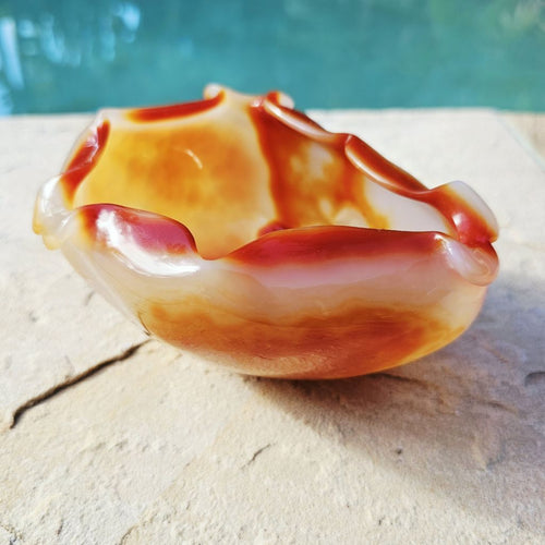 Natural Carnelian Carved Bowl 389gms