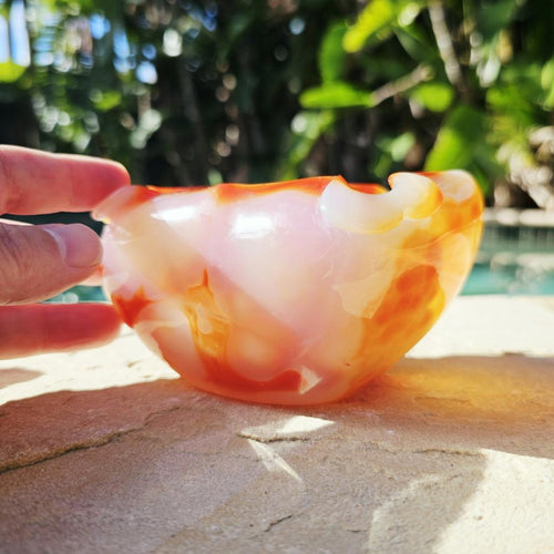Natural Carnelian Carved Bowl 389gms