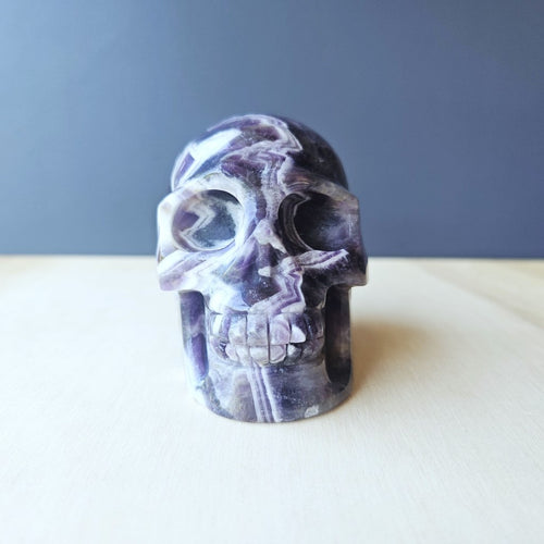 Chevron Amethyst Skull | Structured Calm Guardian
