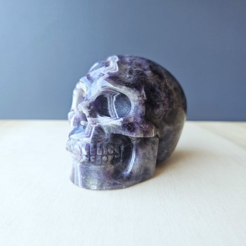 Chevron Amethyst Skull | Structured Calm Guardian
