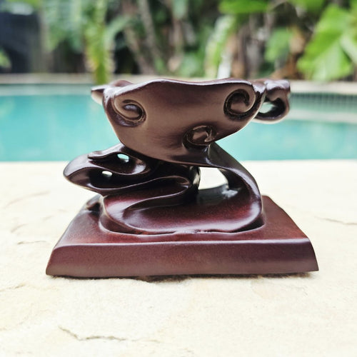 Crystal Sphere Stands | Black Ebony Wood Medium