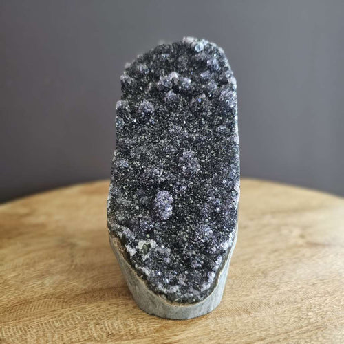 Dark Amethyst with Stalactite Flowers | Cut Base Geode 1.274kgs
