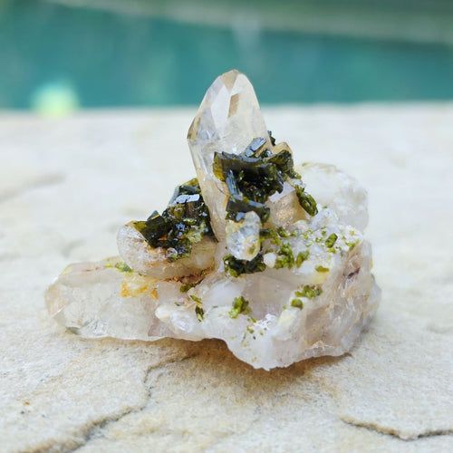 Epidote & Clear Quartz | Specimen