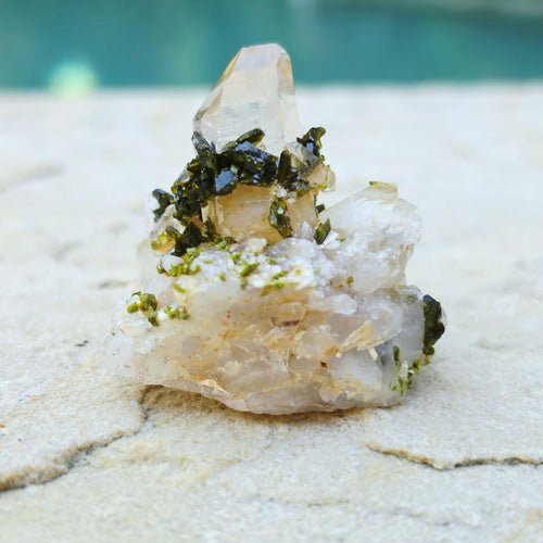 Epidote & Clear Quartz | Specimen