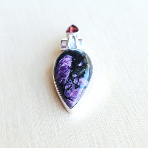 Eudialyte & Faceted Garnet Pendant | Hearts Harmony