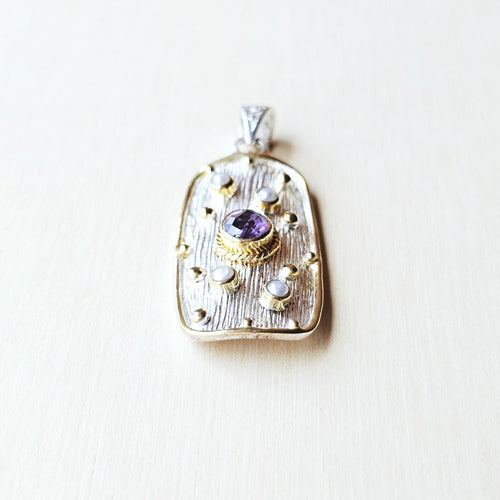 Faceted Amethyst & Pearl Pendant | Serene Waves Of Tranquility