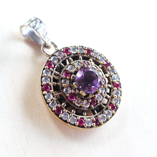 Faceted Amethyst, Ruby & Zircon Pendant | Turkish Delight