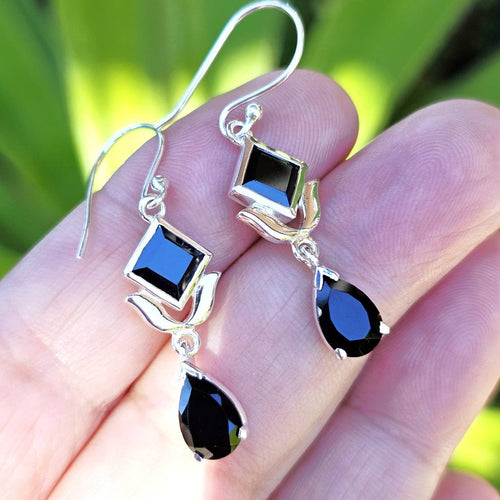 Faceted Black Onyx Earrings| Deep Introspection