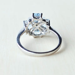 Faceted Blue Topaz & Black Spinel Ring | Four Of Hearts