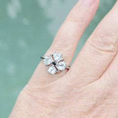 Faceted Blue Topaz & Black Spinel Ring | Four Of Hearts