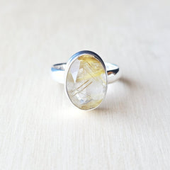 Faceted Golden Rutile Ring | Golden Current