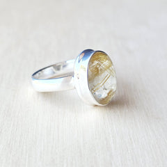 Faceted Golden Rutile Ring | Golden Current