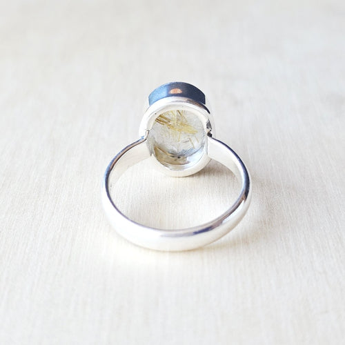 Faceted Golden Rutile Ring | Golden Current