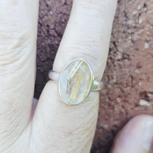Faceted Golden Rutile Ring | Golden Current