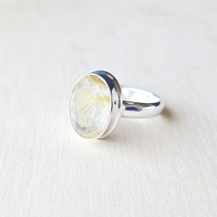 Faceted Golden Rutile Ring | Golden Current
