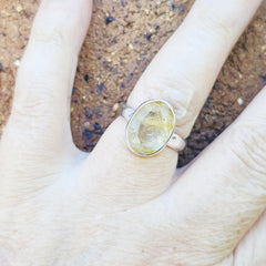 Faceted Golden Rutile Ring | Golden Current