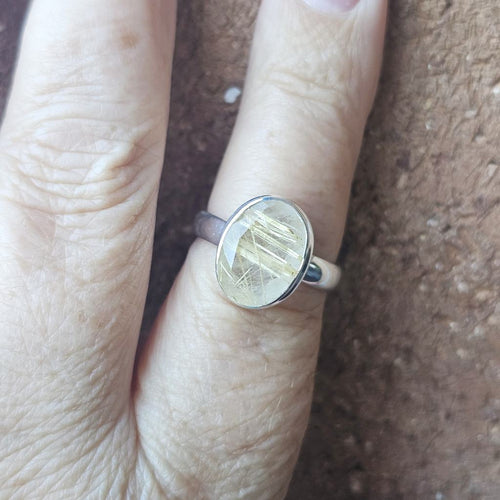 Faceted Golden Rutile Ring | Solar Pathway