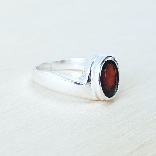 Faceted Hessonite Garnet Ring | Right Here Right Now