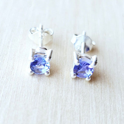 Faceted Tanzanite Studs | Ocean calm