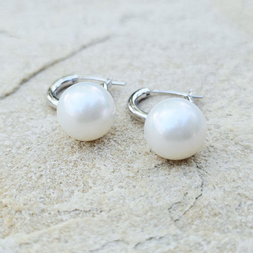 Freshwater Cultured Pearl Hoop Earrings | Sterling Silver 11mm