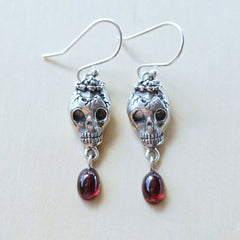 Garnet Skull Earrings | Mortal Passion