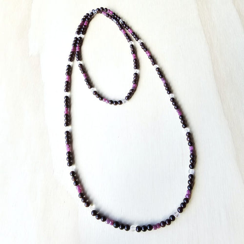 Garnet, Ruby & Quartz Lariat Necklace | Radiant Pulse