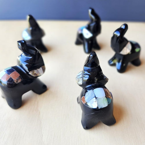 Gemstone Collared Obsidian Elephant| Mystic Familiars