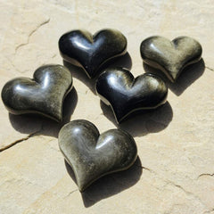 Gold Sheen Obsidian Hearts | Heart Of Gold