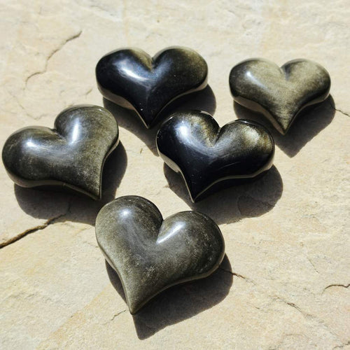 Gold Sheen Obsidian Hearts | Heart Of Gold