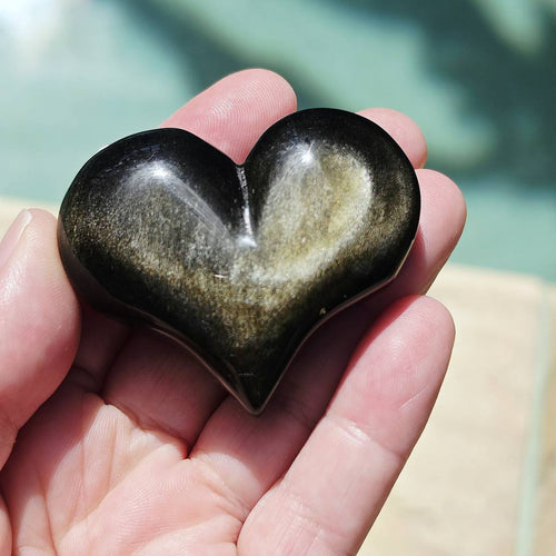 Gold Sheen Obsidian Hearts | Heart Of Gold