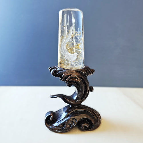 Golden Healer Quartz Reverse Etched Phoenix | Custom Stand 204gms