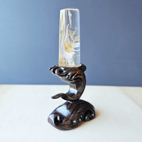 Golden Healer Quartz Reverse Etched Phoenix | Custom Stand 204gms
