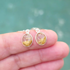 Golden Rutilated Quartz Earrings | Activate Internal Light