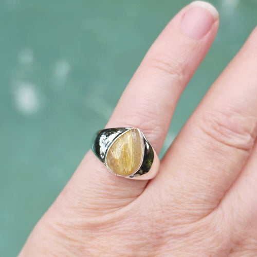 Golden Rutile Quartz Ring | Solar Pathway