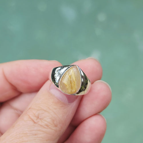 Golden Rutile Quartz Ring | Solar Pathway