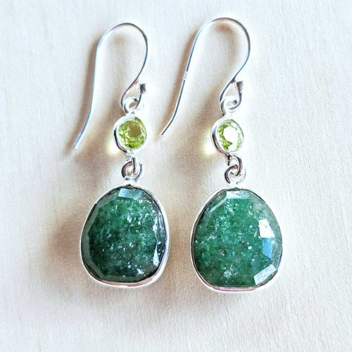 Green Aventurine & Peridot Faceted Earrings | Green Goddess